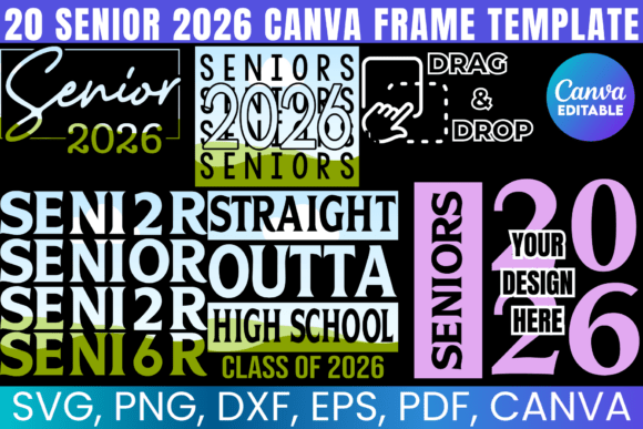 20 Senior 2026 Canva Frame Template Graphics