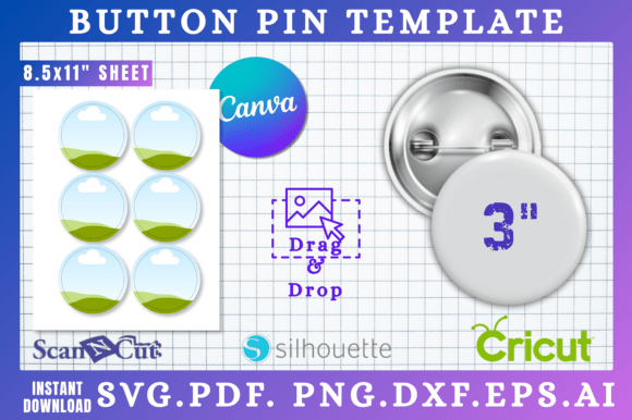3 Button Pin Sublimation Canva Template
