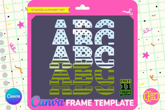 American Stacked Alphabet Canva Frame Graphics