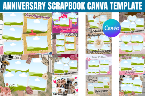 Anniversary Scrapbook Canva Template: Graphics That Tell a Story