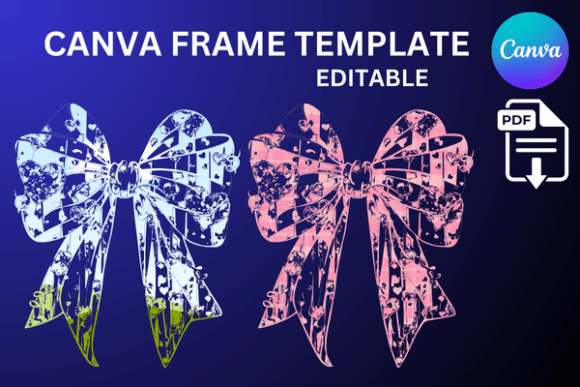 Bow Bun Canva Frame Editable Ribbon Graphics