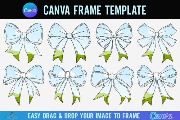 Bow Canva Frame Template Coquette Ribbon Graphics