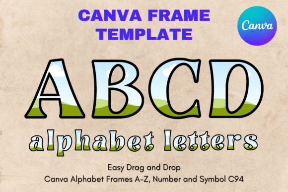 Canva Letters Frame Alphabet Template_93 Graphics