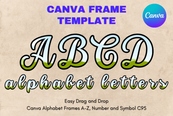 Canva Letters Frame Alphabet Template_95 Graphics