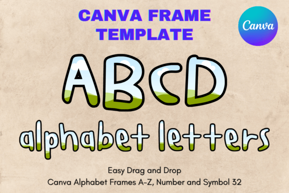 Canva Letters Frame Alphabet Template32 Graphics