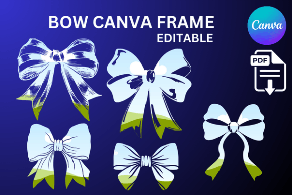 Coquette Bows Canva Frame Ribbon Graphics