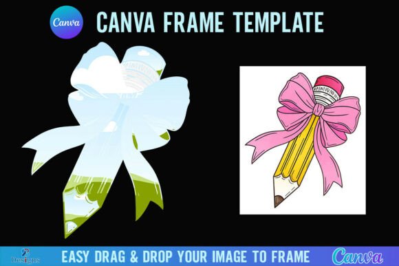 Coquette Pencil Bow Canva Frame Teacher Graphics