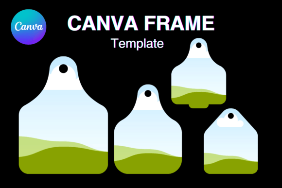 Cow Tags Canva Frame Template Add Photo: Graphics for Handmade Charm