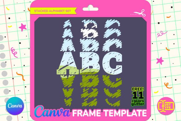 Crayon Stacked Alphabet Canva Frame Graphics