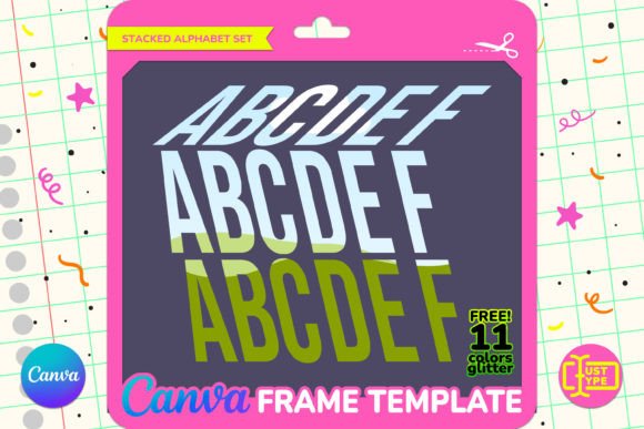 Cube Stacked Alphabet Canva Frame Graphics