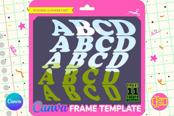 Disco Groovy Stacked Canva Frame Graphics