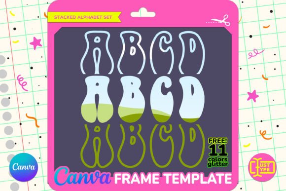 Disco Stacked Alphabet Canva Frame Graphics