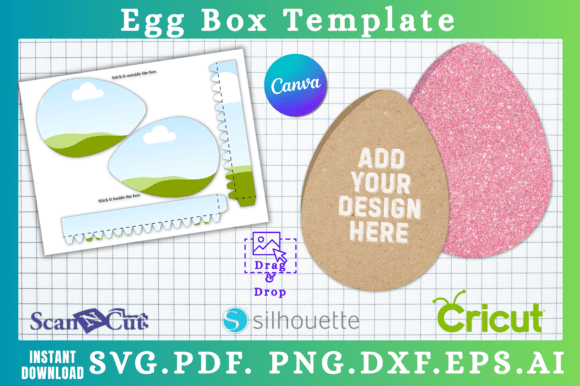 Egg Shaped Box Template Canva SVG Graphics