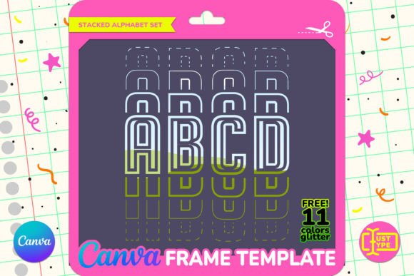 Fade Stacked Alphabet Canva Frame Graphics