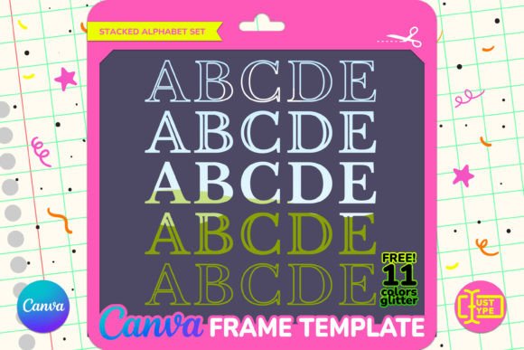 Filled Stacked Alphabet Canva Frame: Graphics for Playful Branding