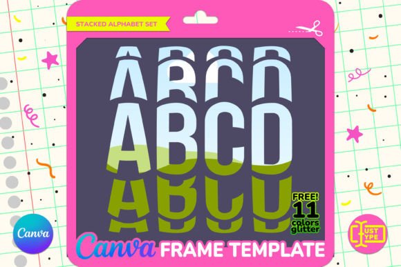 Fisheye Stacked Alphabet Canva Frame Graphics