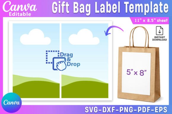 Gift Bag Label Template Editable Canva Graphics