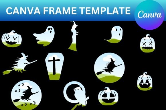 Halloween Canva Frame Template Graphics for Crafters