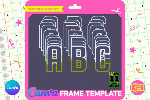 Mirror Stacked Alphabet Canva Frame Graphics