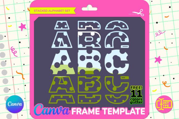Polka Pattern Stacked Alphabet Canva Graphics