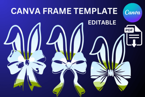Rabbit and Coquette Canva Frame Easter Graphics