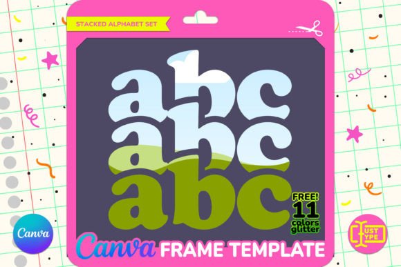 Retro Stacked Alphabet Canva Frame Graphics