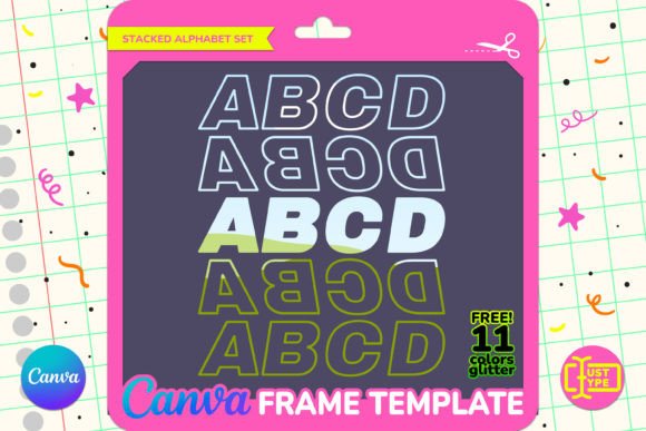 Reverse Stacked Alphabet Canva Frame
