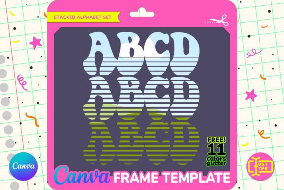 Seventies Funky Stacked Canva Frame Graphics