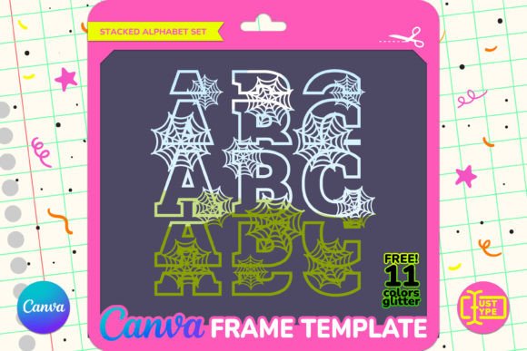 Spider Web Stacked Alphabet Canva Frame Graphics