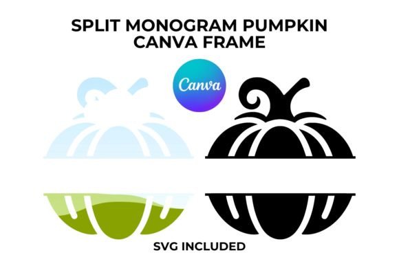 Split Monogram Pumpkin Canva Frame Graphics
