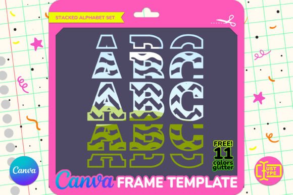Sporty Stacked Alphabet Canva Frame Graphics