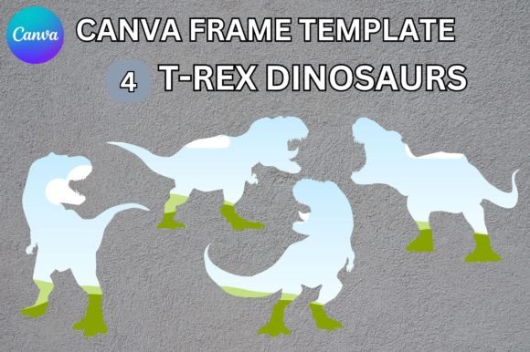 T-Rex Dinosaurs Canva Frame Template: Graphics for Playful Branding