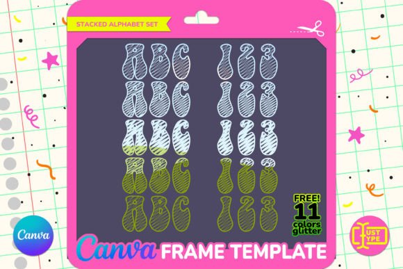 Vintage Funky Stacked Canva Frame Graphics