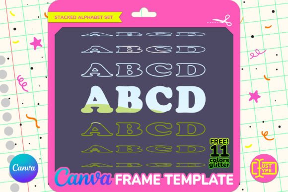 Vintage Hippie Stacked Canva Frame Graphics