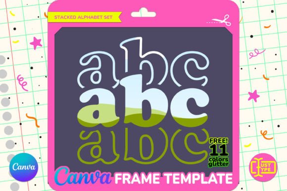 Vintage Stacked Alphabet Canva Frame Graphics